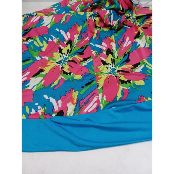 Kim Rogers Stretch Dress Pink Blue Watercolor Floral Pleated Short Sleeve 2X - Picture 9 of 11